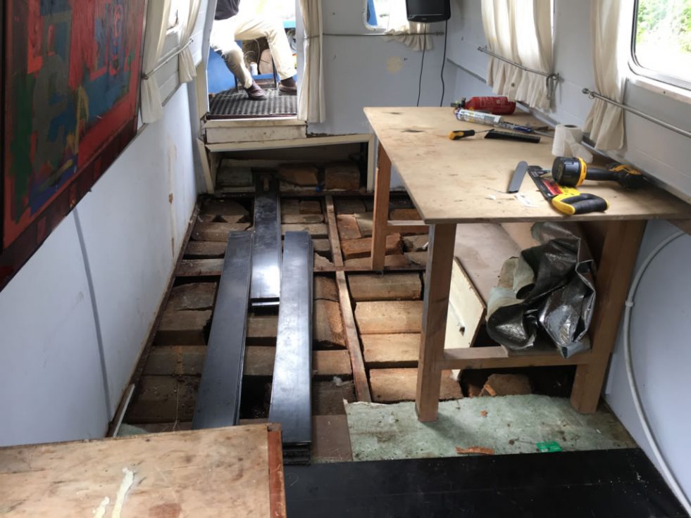 Boat Projects - A Narrowboat Project Boat during renovation.